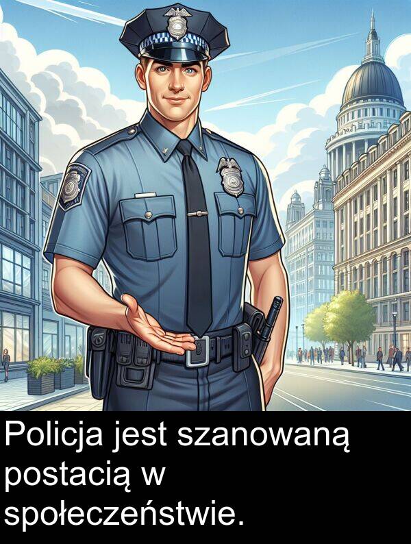 postacią: Policja jest szanowaną postacią w społeczeństwie.