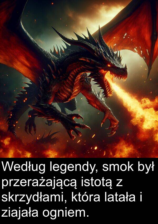 legendy: Według legendy, smok był przerażającą istotą z skrzydłami, która latała i ziajała ogniem.