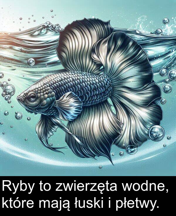 mają: Ryby to zwierzęta wodne, które mają łuski i płetwy.