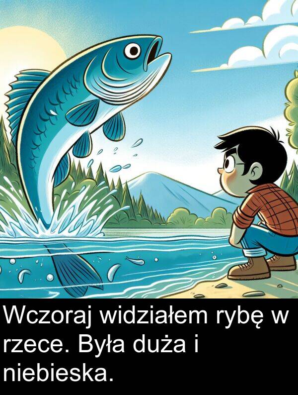 duża: Wczoraj widziałem rybę w rzece. Była duża i niebieska.