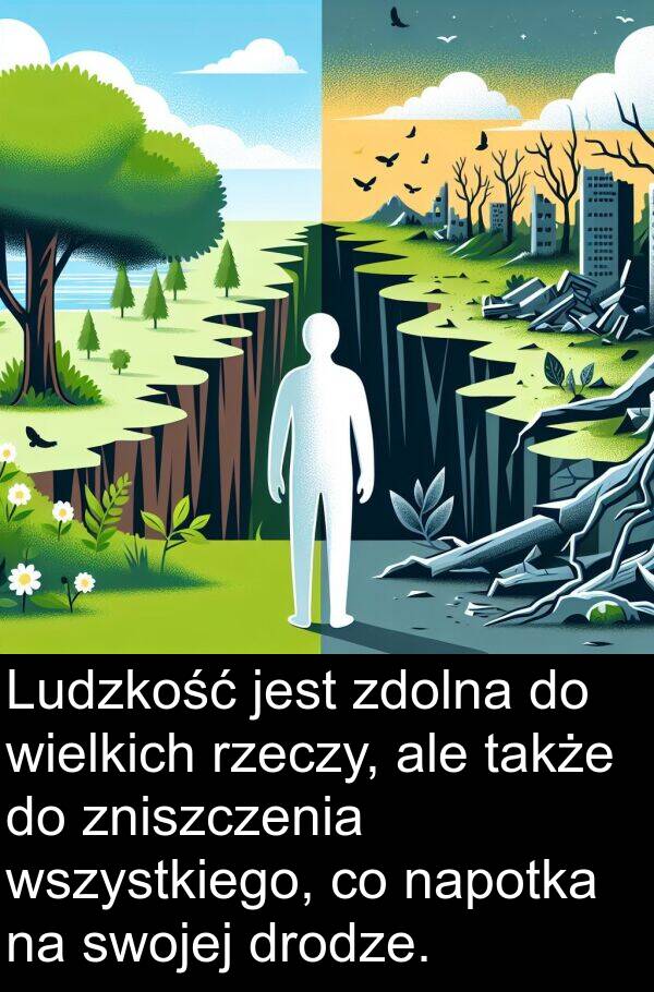 drodze: Ludzkość jest zdolna do wielkich rzeczy, ale także do zniszczenia wszystkiego, co napotka na swojej drodze.