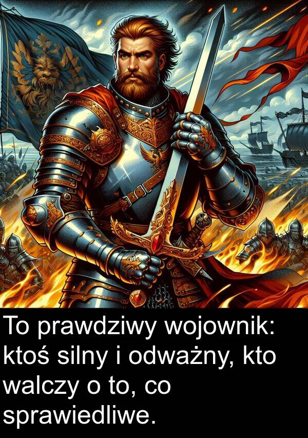 to: To prawdziwy wojownik: ktoś silny i odważny, kto walczy o to, co sprawiedliwe.