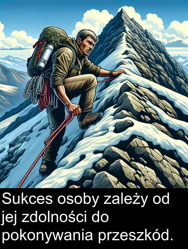 jej: Sukces osoby zależy od jej zdolności do pokonywania przeszkód.