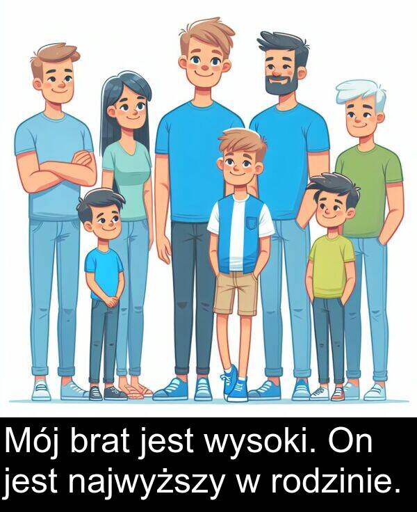 brat: Mój brat jest wysoki. On jest najwyższy w rodzinie.