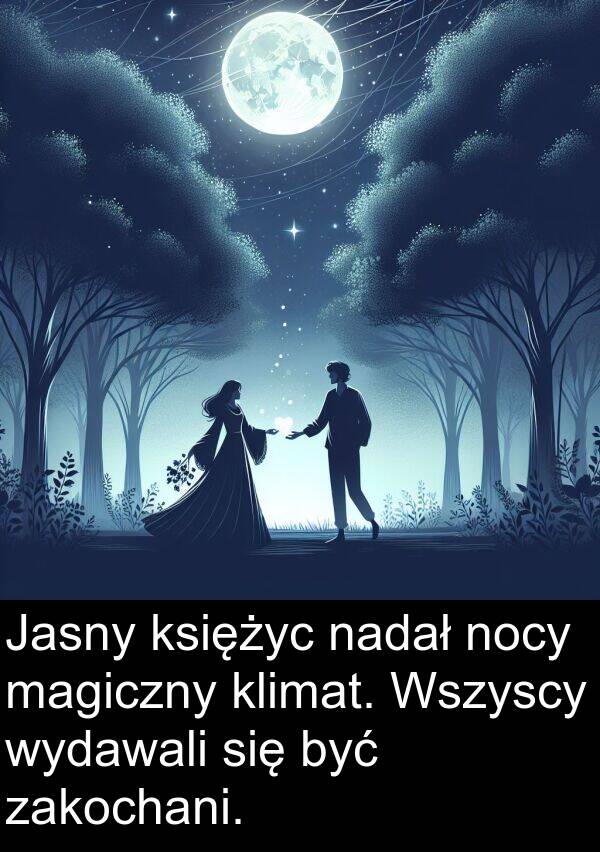 magiczny: Jasny księżyc nadał nocy magiczny klimat. Wszyscy wydawali się być zakochani.