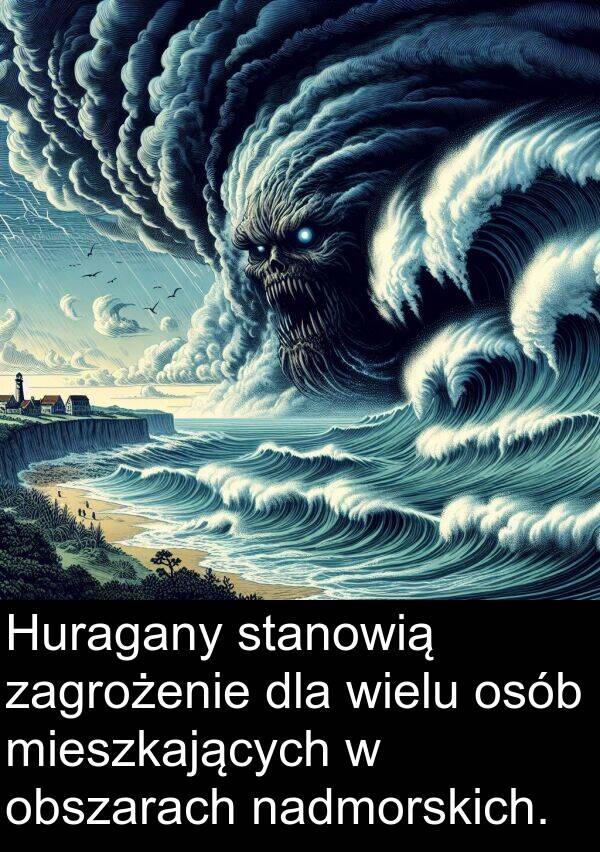 obszarach: Huragany stanowią zagrożenie dla wielu osób mieszkających w obszarach nadmorskich.