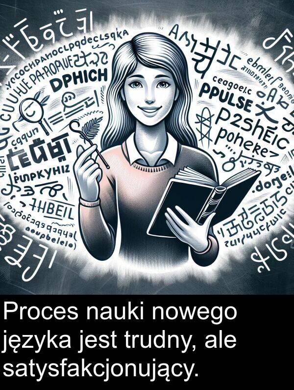 języka: Proces nauki nowego języka jest trudny, ale satysfakcjonujący.