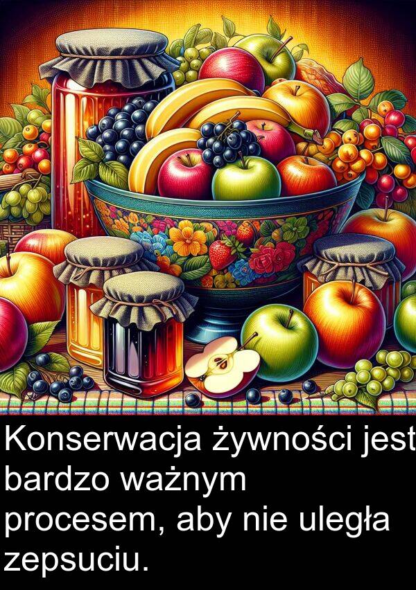 żywności: Konserwacja żywności jest bardzo ważnym procesem, aby nie uległa zepsuciu.