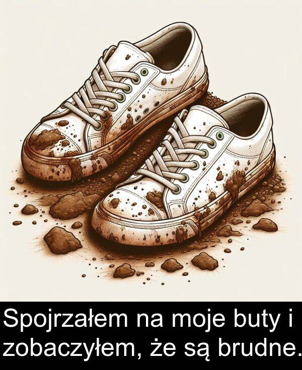 moje: Spojrzałem na moje buty i zobaczyłem, że są brudne.