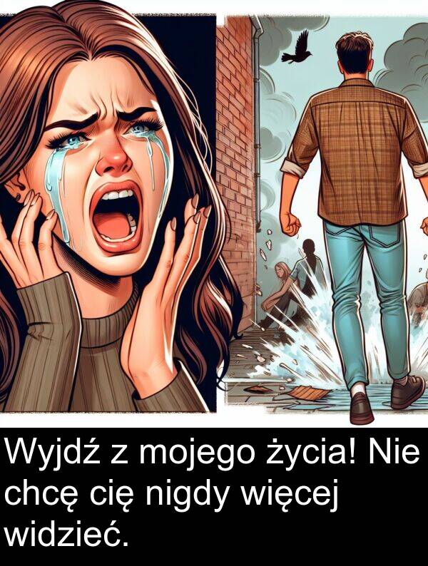 chcę: Wyjdź z mojego życia! Nie chcę cię nigdy więcej widzieć.