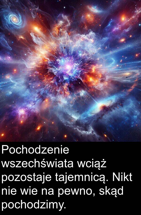 tajemnicą: Pochodzenie wszechświata wciąż pozostaje tajemnicą. Nikt nie wie na pewno, skąd pochodzimy.