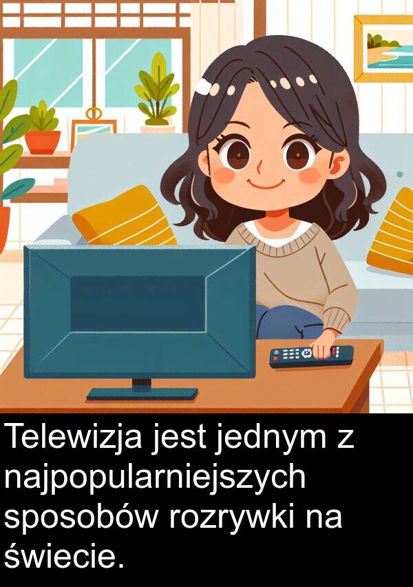 jednym: Telewizja jest jednym z najpopularniejszych sposobów rozrywki na świecie.