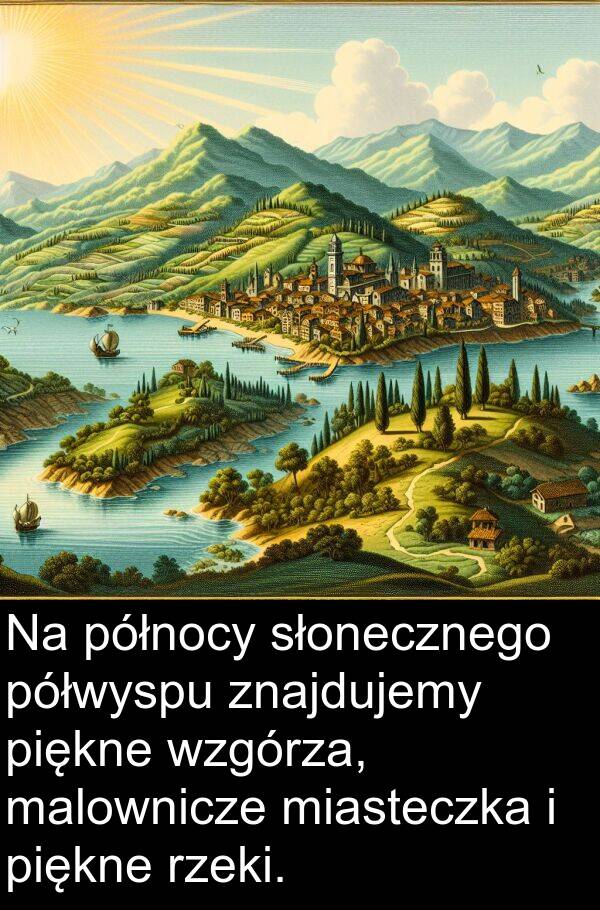 piękne: Na północy słonecznego półwyspu znajdujemy piękne wzgórza, malownicze miasteczka i piękne rzeki.