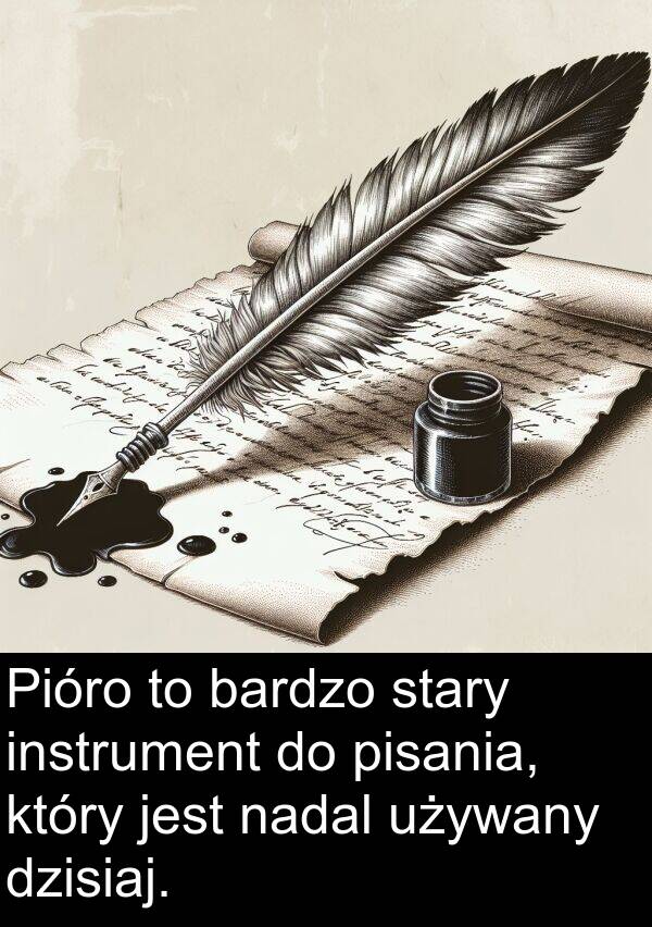 instrument: Pióro to bardzo stary instrument do pisania, który jest nadal używany dzisiaj.