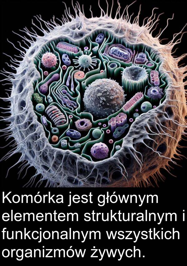 głównym: Komórka jest głównym elementem strukturalnym i funkcjonalnym wszystkich organizmów żywych.