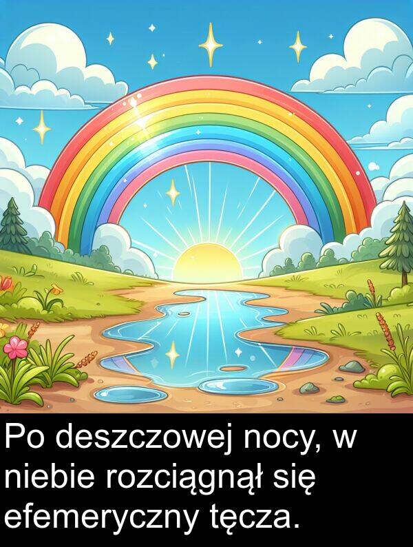 deszczowej: Po deszczowej nocy, w niebie rozciągnął się efemeryczny tęcza.