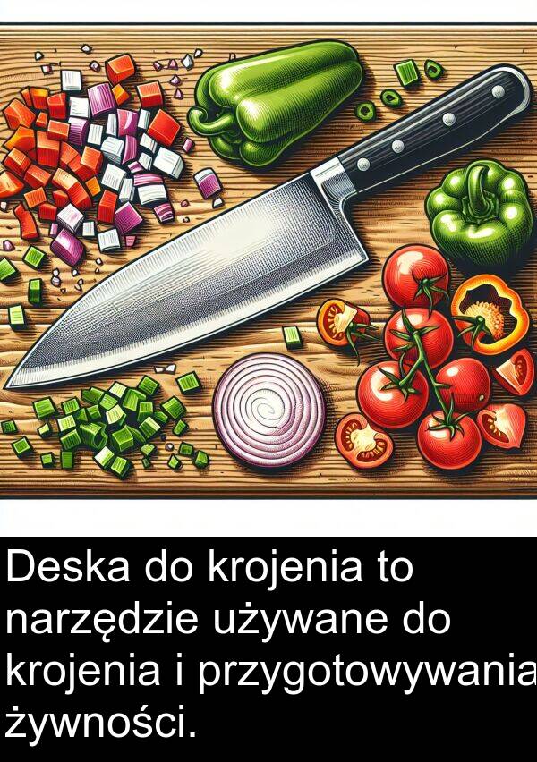 żywności: Deska do krojenia to narzędzie używane do krojenia i przygotowywania żywności.