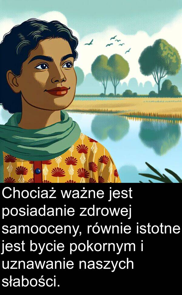 słabości: Chociaż ważne jest posiadanie zdrowej samooceny, równie istotne jest bycie pokornym i uznawanie naszych słabości.