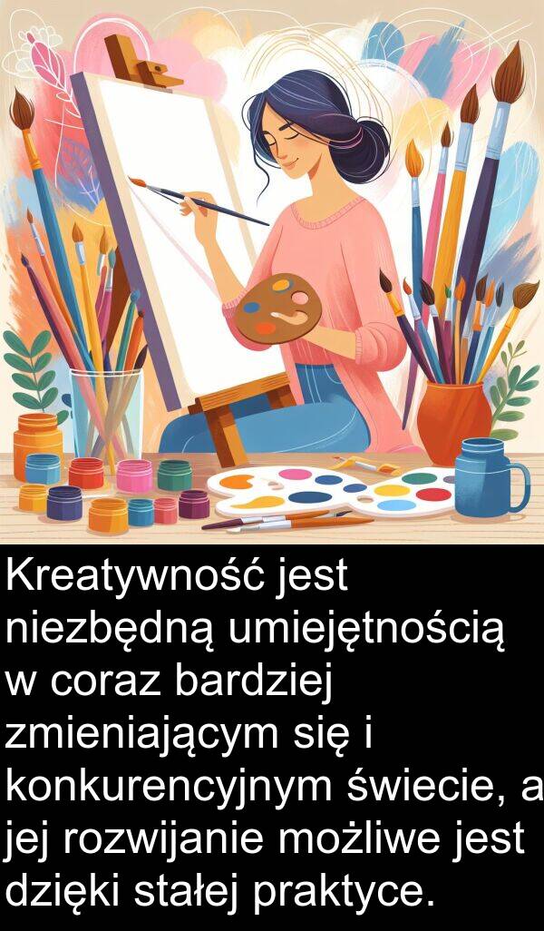 coraz: Kreatywność jest niezbędną umiejętnością w coraz bardziej zmieniającym się i konkurencyjnym świecie, a jej rozwijanie możliwe jest dzięki stałej praktyce.
