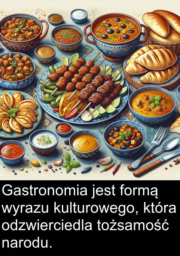 formą: Gastronomia jest formą wyrazu kulturowego, która odzwierciedla tożsamość narodu.