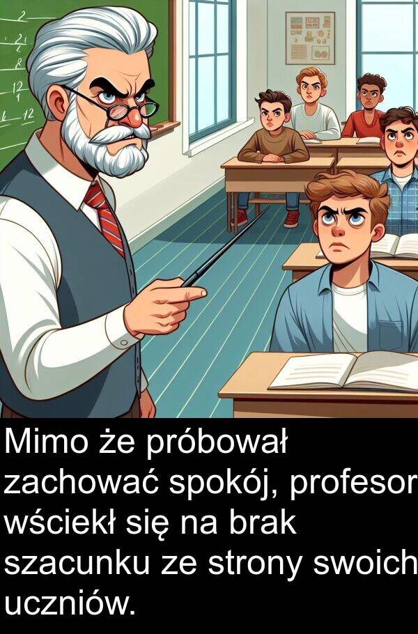 uczniów: Mimo że próbował zachować spokój, profesor wściekł się na brak szacunku ze strony swoich uczniów.