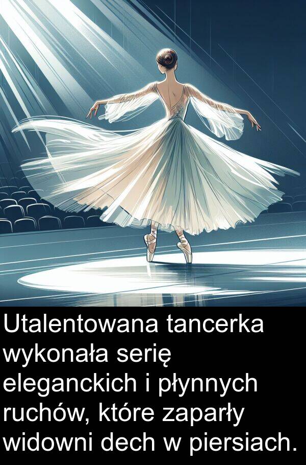 serię: Utalentowana tancerka wykonała serię eleganckich i płynnych ruchów, które zaparły widowni dech w piersiach.