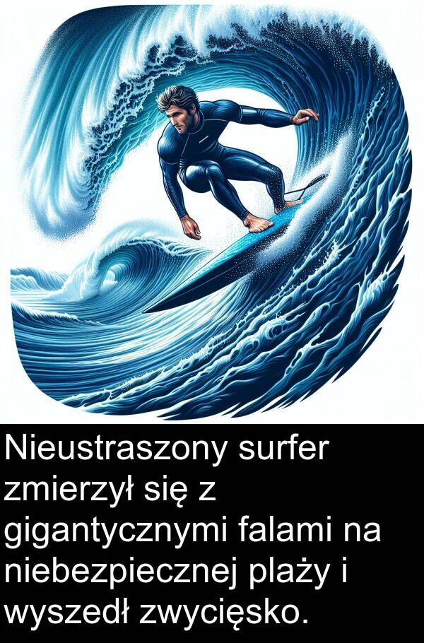 falami: Nieustraszony surfer zmierzył się z gigantycznymi falami na niebezpiecznej plaży i wyszedł zwycięsko.