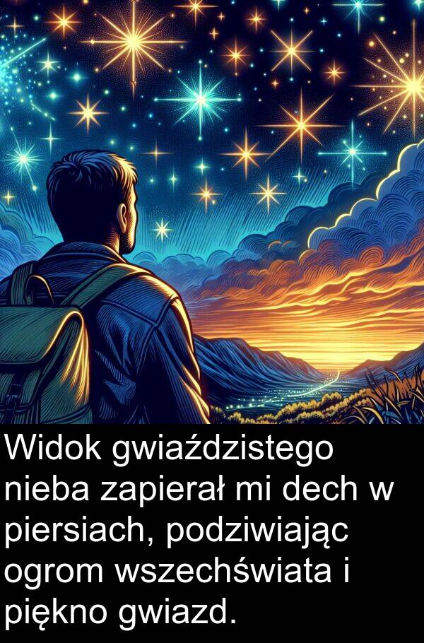 gwiazd: Widok gwiaździstego nieba zapierał mi dech w piersiach, podziwiając ogrom wszechświata i piękno gwiazd.