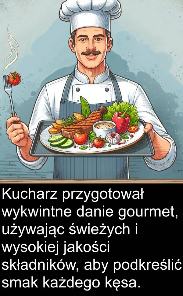 każdego: Kucharz przygotował wykwintne danie gourmet, używając świeżych i wysokiej jakości składników, aby podkreślić smak każdego kęsa.