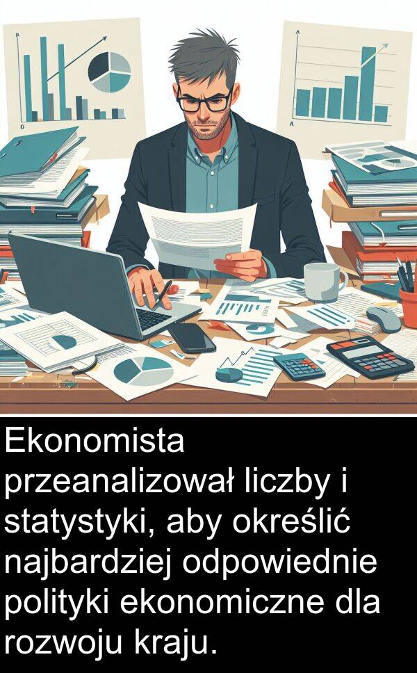 liczby: Ekonomista przeanalizował liczby i statystyki, aby określić najbardziej odpowiednie polityki ekonomiczne dla rozwoju kraju.