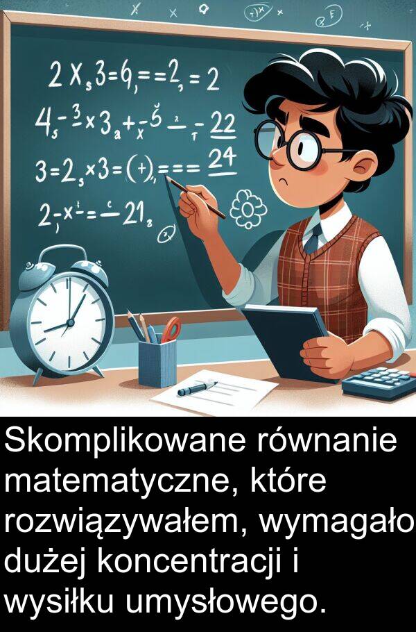 umysłowego: Skomplikowane równanie matematyczne, które rozwiązywałem, wymagało dużej koncentracji i wysiłku umysłowego.