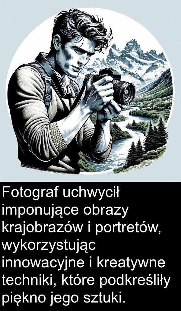 uchwycił: Fotograf uchwycił imponujące obrazy krajobrazów i portretów, wykorzystując innowacyjne i kreatywne techniki, które podkreśliły piękno jego sztuki.