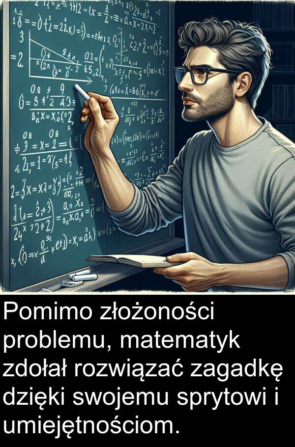 zagadkę: Pomimo złożoności problemu, matematyk zdołał rozwiązać zagadkę dzięki swojemu sprytowi i umiejętnościom.