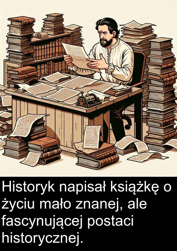 fascynującej: Historyk napisał książkę o życiu mało znanej, ale fascynującej postaci historycznej.