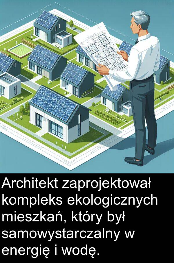 ekologicznych: Architekt zaprojektował kompleks ekologicznych mieszkań, który był samowystarczalny w energię i wodę.