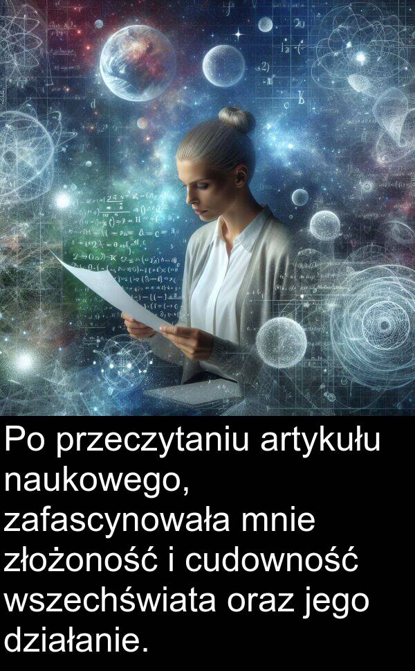 artykułu: Po przeczytaniu artykułu naukowego, zafascynowała mnie złożoność i cudowność wszechświata oraz jego działanie.