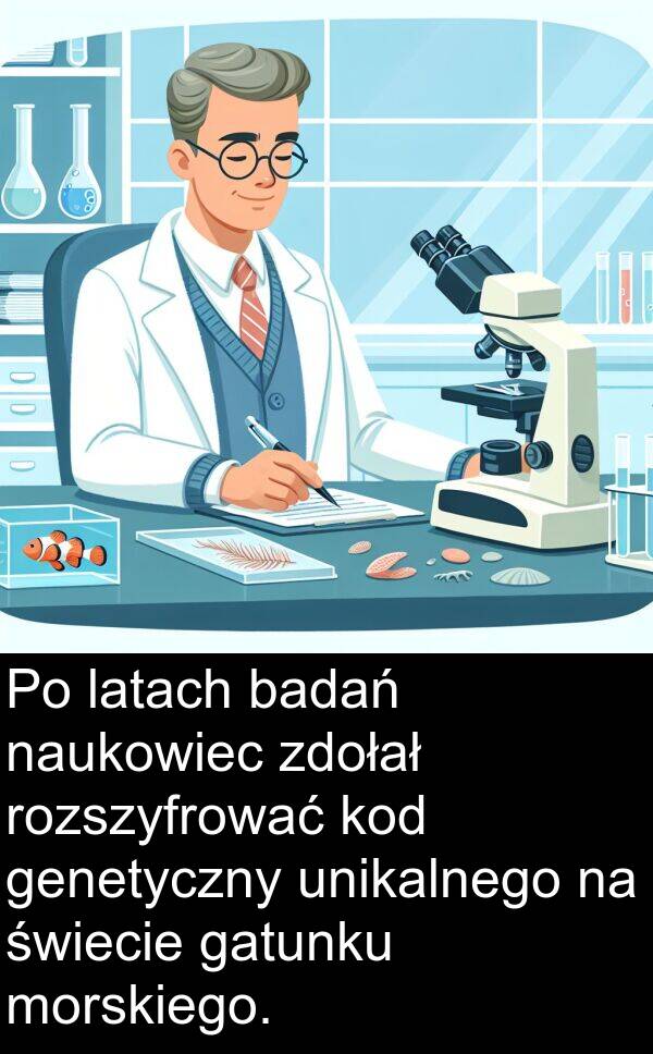 gatunku: Po latach badań naukowiec zdołał rozszyfrować kod genetyczny unikalnego na świecie gatunku morskiego.