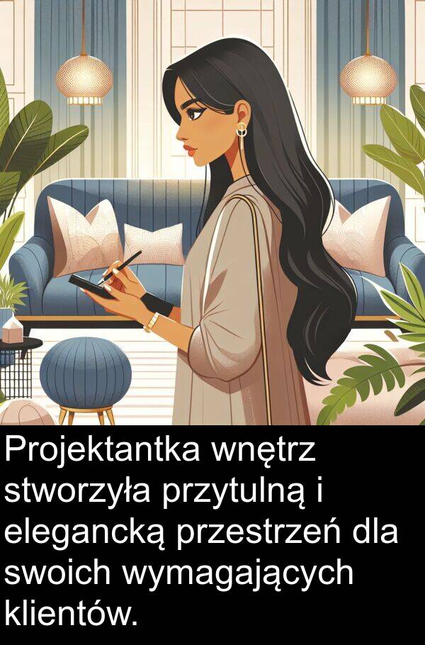 elegancką: Projektantka wnętrz stworzyła przytulną i elegancką przestrzeń dla swoich wymagających klientów.