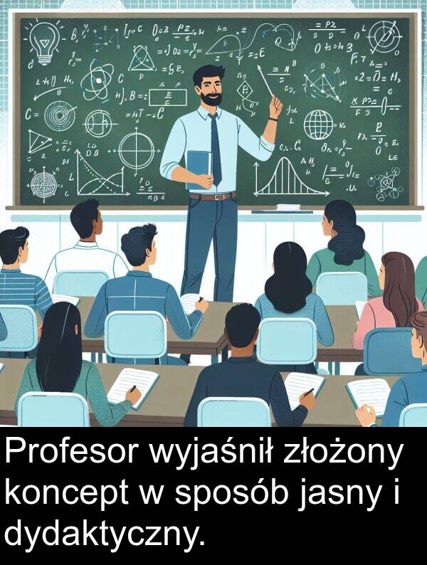 jasny: Profesor wyjaśnił złożony koncept w sposób jasny i dydaktyczny.