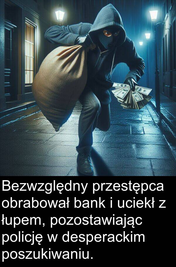 łupem: Bezwzględny przestępca obrabował bank i uciekł z łupem, pozostawiając policję w desperackim poszukiwaniu.