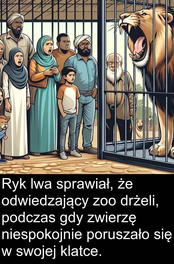 drżeli: Ryk lwa sprawiał, że odwiedzający zoo drżeli, podczas gdy zwierzę niespokojnie poruszało się w swojej klatce.