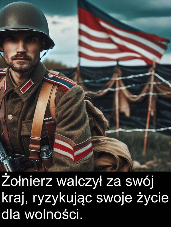 kraj: Żołnierz walczył za swój kraj, ryzykując swoje życie dla wolności.