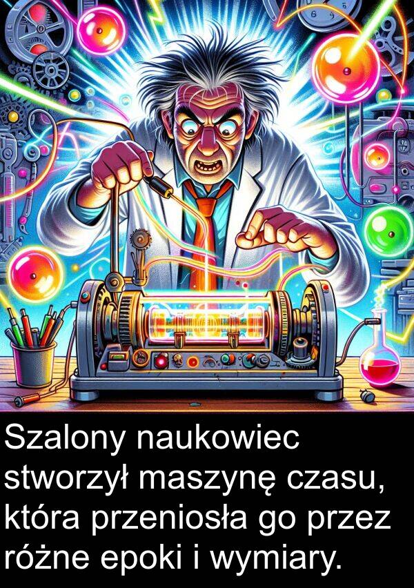 epoki: Szalony naukowiec stworzył maszynę czasu, która przeniosła go przez różne epoki i wymiary.