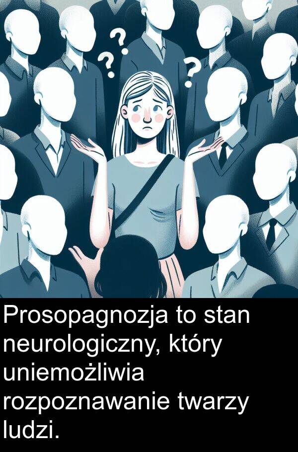 ludzi: Prosopagnozja to stan neurologiczny, który uniemożliwia rozpoznawanie twarzy ludzi.