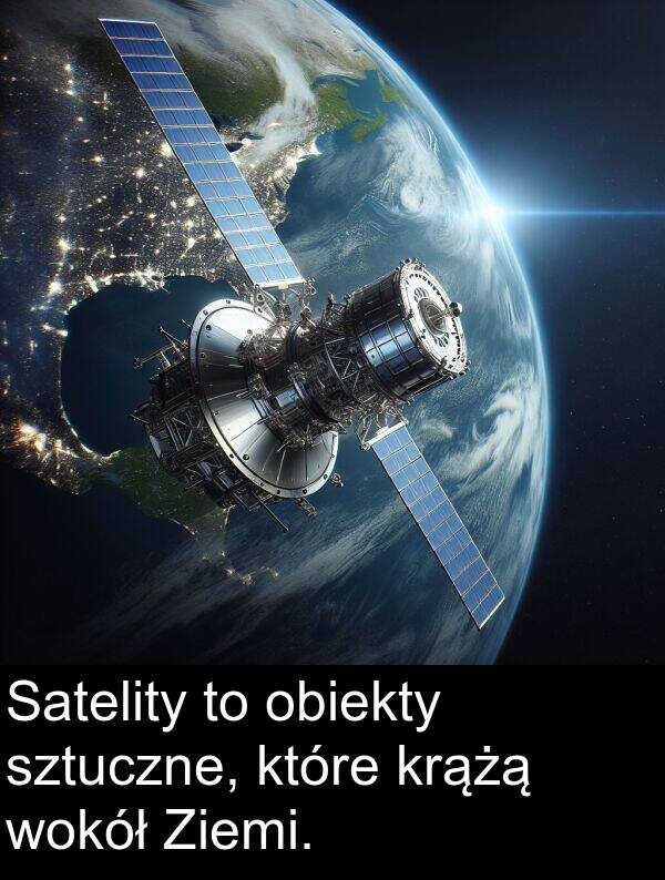 krążą: Satelity to obiekty sztuczne, które krążą wokół Ziemi.