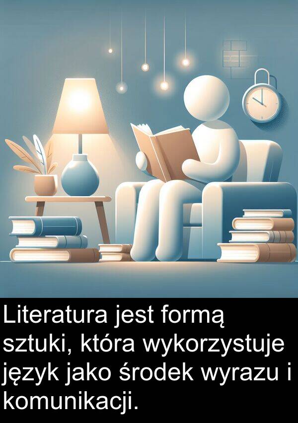 język: Literatura jest formą sztuki, która wykorzystuje język jako środek wyrazu i komunikacji.