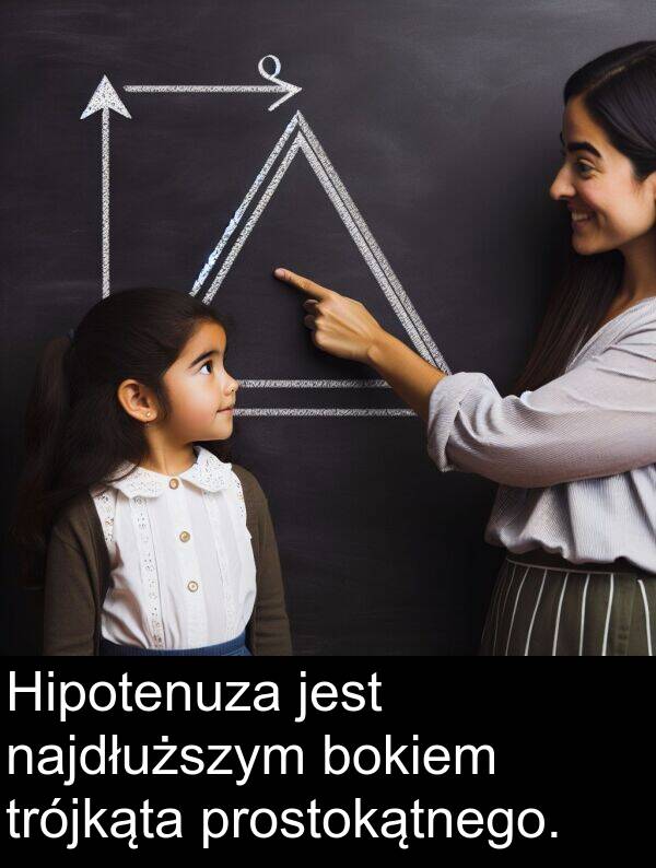 prostokątnego: Hipotenuza jest najdłuższym bokiem trójkąta prostokątnego.