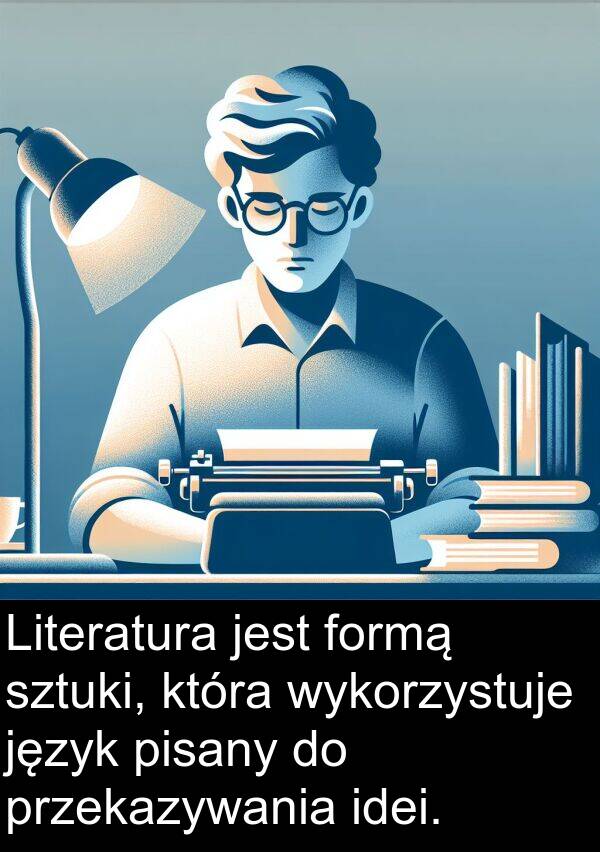 język: Literatura jest formą sztuki, która wykorzystuje język pisany do przekazywania idei.