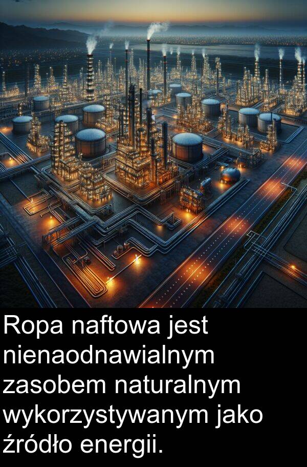 źródło: Ropa naftowa jest nienaodnawialnym zasobem naturalnym wykorzystywanym jako źródło energii.