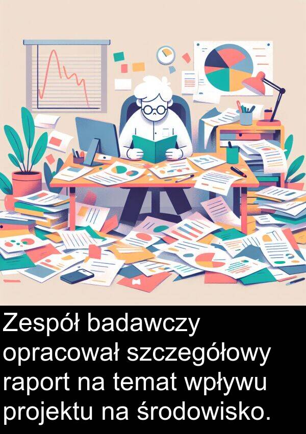 temat: Zespół badawczy opracował szczegółowy raport na temat wpływu projektu na środowisko.